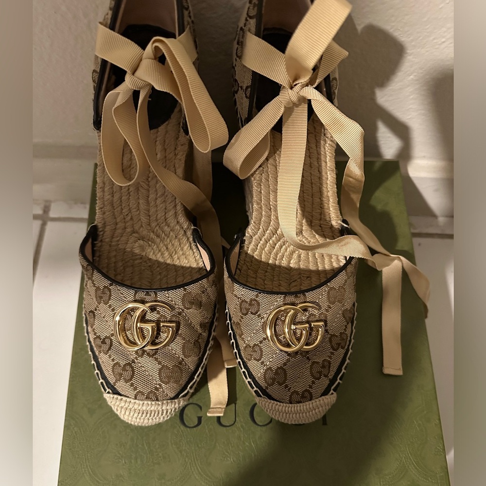 Authentic Gucciggmatelass Platform Espadrille, Us… - image 2